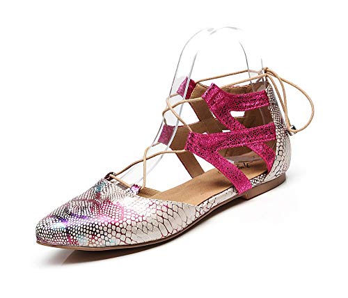 T.T-Q Zapatos de Baile para Mujer con Suela de Goma de Microfibra de Poliuretano, Parte Inferior Plana, Color, 39
