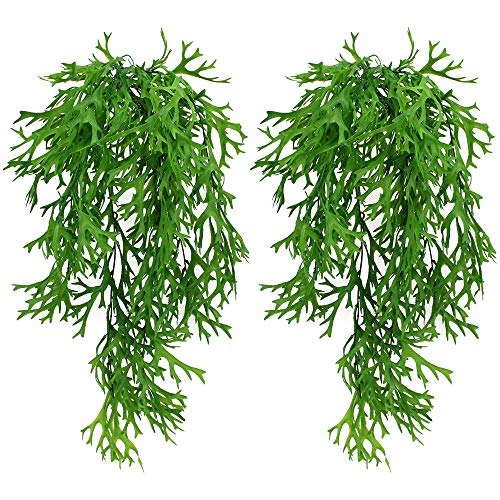 UBERMing 2 Piezas Artificial Hiedra Planta Colgante Planta Artificial Colgante Hojas en Forma de Asta Helechos Artificiales Falsos Colgantes para Pared Exterior Interior Jardín Balcon Cesta Boda deco