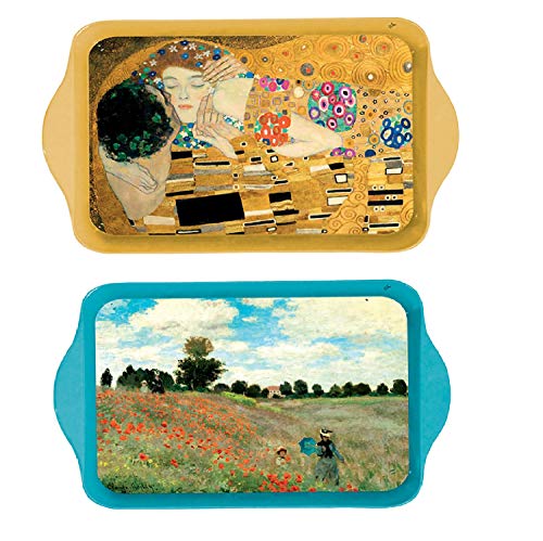 udc Cartexpo – Lote de 2 bandejas vacías de bolsillo de metal – Dimensiones: 20 x 33 cm – El Baiser y Les amapolas du pintre Van Gogh