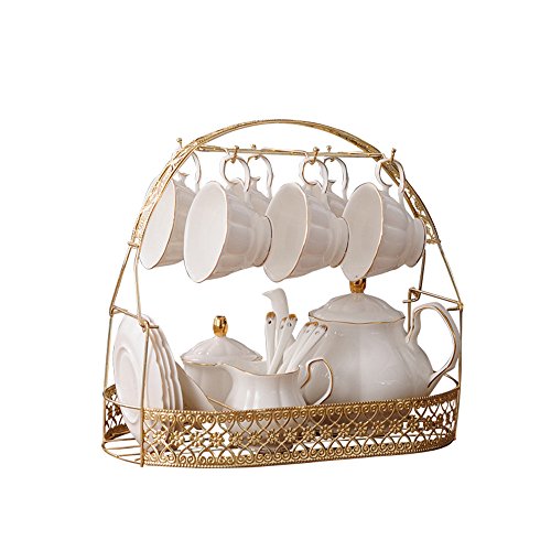 ufengke®-ts 15 Piezas Blanco Sencillo Juegos de Té de Cerámica en Inglés,Tetera,Bone China Tazas con Cucharas Metálicas A Juego,Juego de Cafe Porcelana ufengke®-ts 15 Piezas Blanco Sencillo Juegos de Té de Cerámica en Inglés,Tetera,Bone China Tazas con Cucharas Metálicas A Juego,Juego de Cafe Porcelana