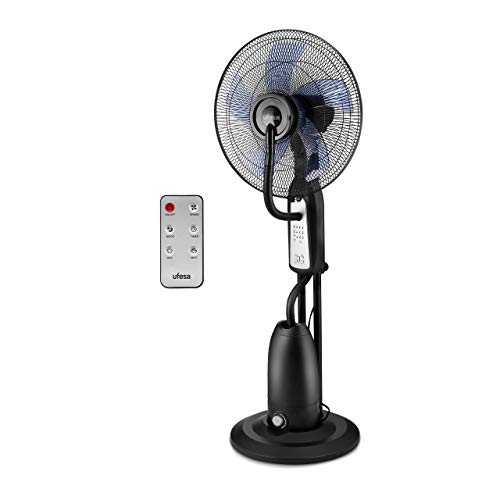Ufesa MF4090 - Ventilador nebulizador, mando a distancia, 3 modos, temporizador 7.30 h, diámetro 40 cm, Negro Ufesa MF4090 - Ventilador nebulizador, mando a distancia, 3 modos, temporizador 7.30 h, diámetro 40 cm, Negro