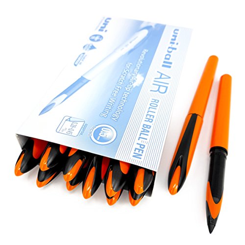 Uni-Ball Air Micro - Bolígrafo de punta redonda (0,5 mm, tinta azul, 12 unidades), color naranja