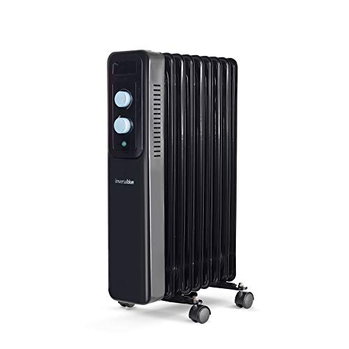 UNIVERSALBLUE | Calefactor Eléctrico de Aceite | Radiador 1500W | Color Negro | 9 Elementos Calefactores | 3 Potencias | Silencioso | Sistema de Seguridad | Termostato Ajustable