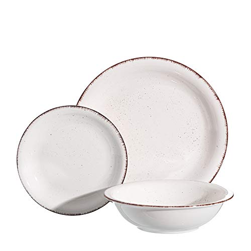 Vajilla con ribete blanca de porcelana stoneware de 18 piezas - LOLAhome