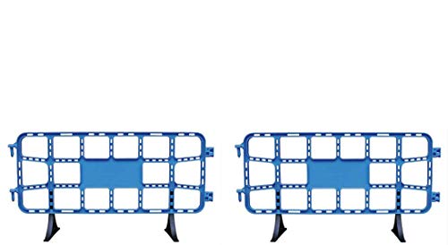 Valla de plástico obra peatonal azul, valla reforzada con patas extraíbles de 2 metros (2- Vallas)