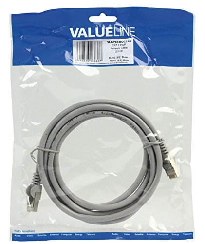 Valueline Cat 7 PIMF 2m - Cable de Red (2 m, RJ-45, RJ-45, Gris)