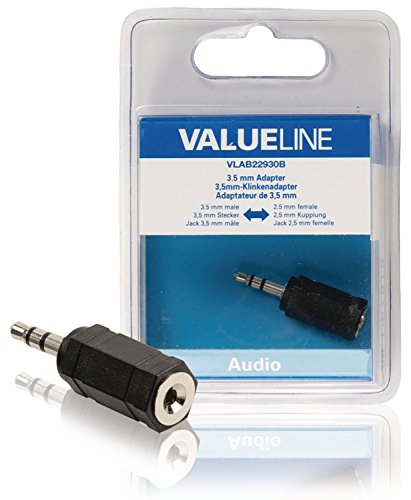 Valueline VLAB22930B adaptador de cable 3.5mm 2.5mm Negro - Adaptador para cable (3.5mm, 2.5mm, Macho/Hembra, Negro)