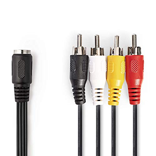 Valueline VLAP20475B02 adaptador de cable 4 x RCA 5-pin DIN Negro, Rojo, Blanco, Amarillo - Adaptador para cable (4 x RCA, 5-pin DIN, Macho/Hembra, 0,2 m, Negro, Rojo, Blanco, Amarillo)