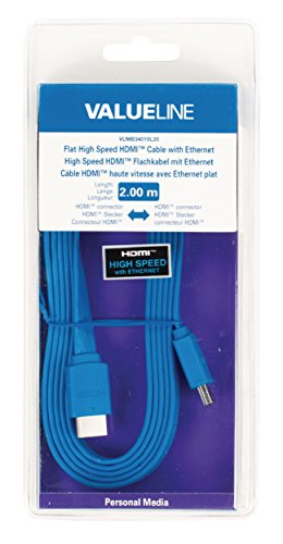 Valueline VLMB34010L20 cable plano hdmi de alta velocidad ethernet-conector hdmi de 2m color azul