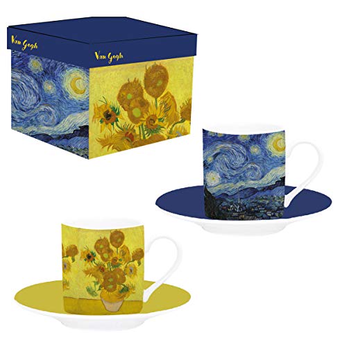 Van Gogh, 2 tazas con dibujos de "La Noche Estrellada" y "Los Girasoles", Enesco