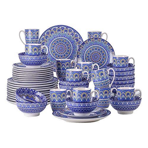 vancasso Serie Mandala Vajillas de 48 Piezas de Porcelana Multicolor Vajillas Completas Diseño Floral Mandala para 12 Personas (Azul) vancasso Serie Mandala Vajillas de 48 Piezas de Porcelana Multicolor Vajillas Completas Diseño Floral Mandala para 12 Personas (Azul)