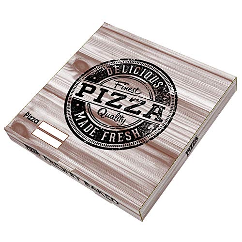 VASOMADRID, S.L. 100 uds - Caja Pizza Carton Kraft 260x260x35. Caja ECOLÓGICA DESECHABLE para Pizza Bonito DISEÑO (30_cm)