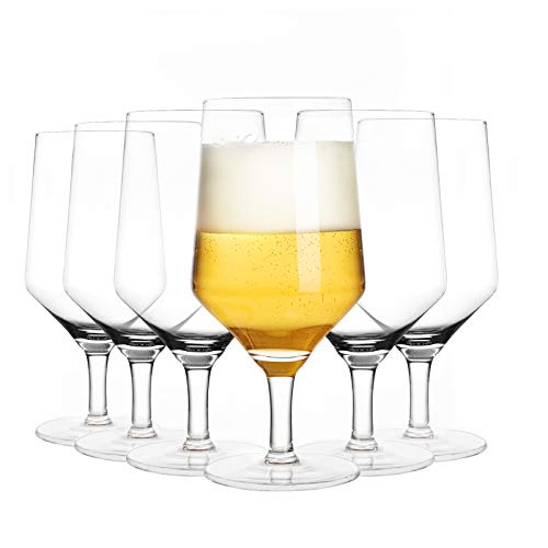 Vasos de Cerveza Juego de 6-380ml Copas de Cerveza - Copas de Tulipa para Cerveza Artesanal, Vino, Cócteles, Jugo, Agua