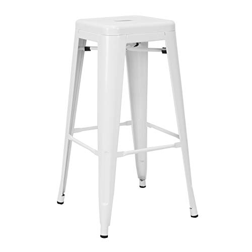 Vaukura Taburete Alto Tolix - Taburete Industrial Metálico Brillo (Blanco) Vaukura Taburete Alto Tolix - Taburete Industrial Metálico Brillo (Blanco)