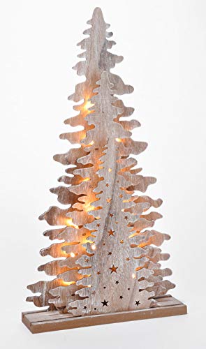 Ventanas de madera abeto árbol decorativo 45 cm – Mesa Lámpara decorativa con 15 LED – Decoración de Navidad