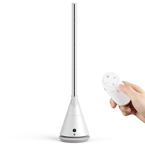 Ventilador de torre silencioso con mando a distancia magnético, ventilador de bajo consumo con función de temporizador, oscilación de 90°, 11 velocidades, Blanco