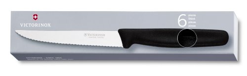 Victorinox 5.1233 - Juego de Cuchillos de Carne (6 Unidades), Color Negro
