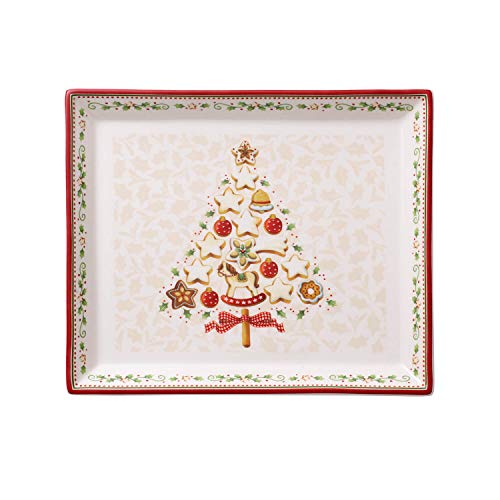 Villeroy & Boch 14-8612-2856 Plato de repostería Rectangular Winter Bakery Delight, para Navidad, 27 x 22,5 cm, en Festivo Embalaje de Regalo, Porcelana, Multicolor, 28.4x24.0x10.7 cm