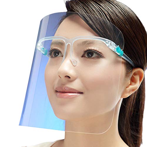 Visor con Gafas Protector Facial Visor de Seguridad Transparente Sombrero Protector Antipolución Reutilizable Anti Humo Tapa Protección para Cara Evita Saliva (Transparente, Unico)
