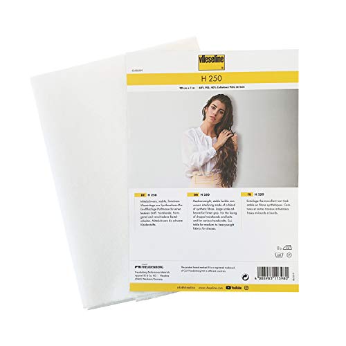 Vlieseline – Entretela para planchado H 250, 90 cm x 1 m, color blanco