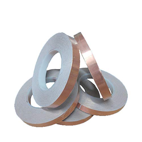 VOVCIG Cinta de aluminio de cobre con repelente de babosas adhesivo conductivo, blindaje EMI, vidrieras, circuitos de papel, reparaciones eléctricas, 0,25 pulgadas, 32,8 yardas (2 unidades)