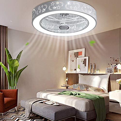 Wangkangyi Ventilador de techo de 40 W con iluminación LED, regulable, mando a distancia, para dormitorio, salón, comedor, moderna lámpara de techo para salón o comedor