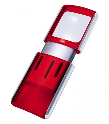 Wedo - Lupa con luz LED (3 aumentos), color rojo