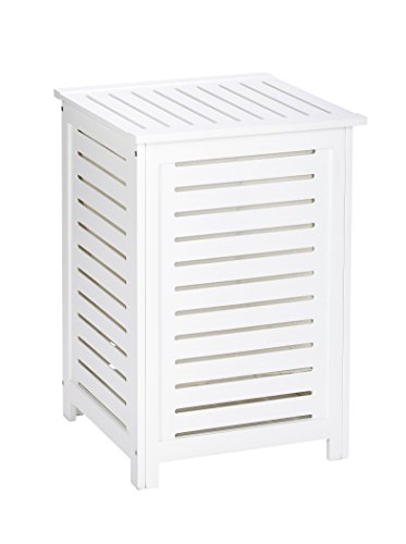 WENKO Cesto para la ropa Oslo - de madera maciza, Madera, 45 x 65 x 45 cm, Blanco