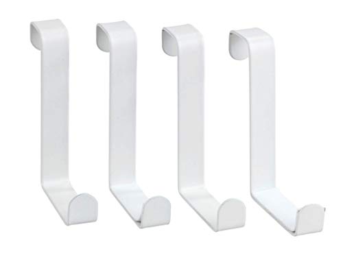 WENKO Colgador para puertas blanco mate - Percha para la puerta, 4 ganchos, Acero, 7.6 x 1.2 x 6 cm, Blanco
