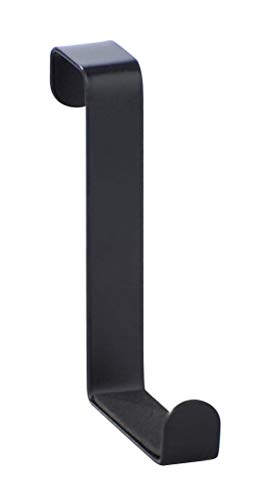 WENKO Colgador para puertas - Percha para la puerta, 4 ganchos, Acero, 7.6 x 1.2 x 6 cm, Negro