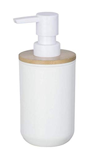 WENKO Dosificador de jabón Posa blanco - Dispensador de jabón líquido Capacidad: 0.33 l, Plástico, 7 x 16.5 x 8 cm, Blanco