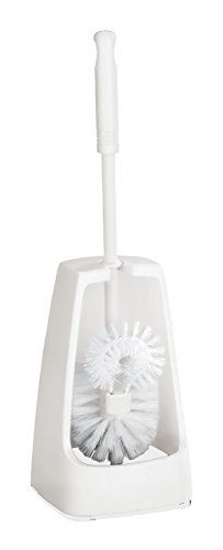 WENKO Escobillero Simple blanco - con limpiador de borde, Plástico, 12.5 x 40 x 12.5 cm, Blanco