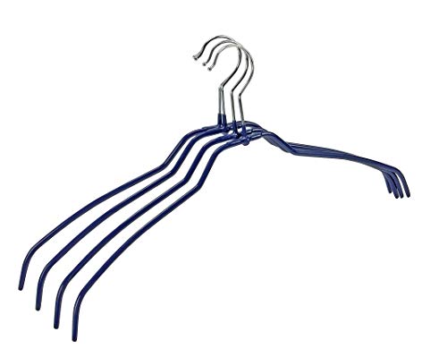 Wenko Formbügel Slim, 4er Set Kleiderbügel, rutschhemmend beschichtet, 41 x 21,5 x 0,5 cm, silber glänzend