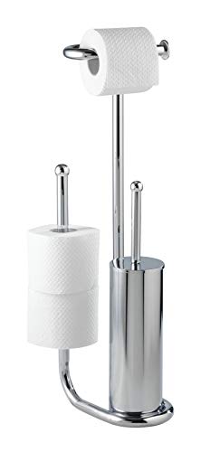 WENKO Juego de pie para el WC Universalo cromo - con portarrollos de reserva, Acero, 20 x 62.5 x 23 cm, Cromo
