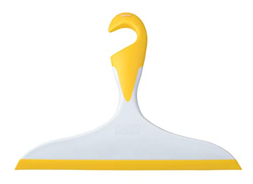 WENKO Limpiador de baño Loano Plátano amarillo - secador para ducha, con gancho, Plástico (TPR), 23 x 17 cm, Amarillo