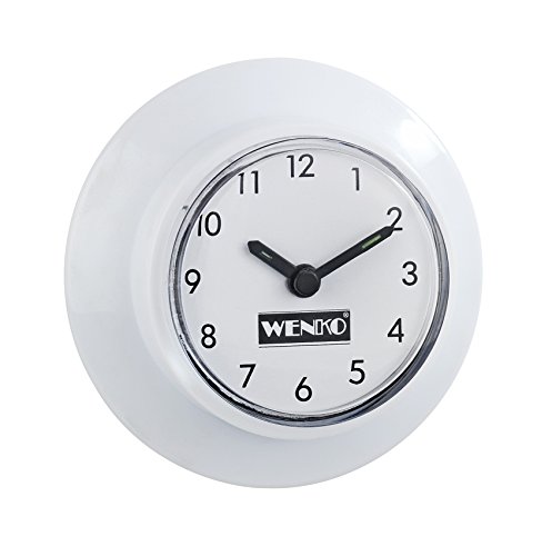 Wenko Reloj para Baño, Blanco, 6x6x3 cm