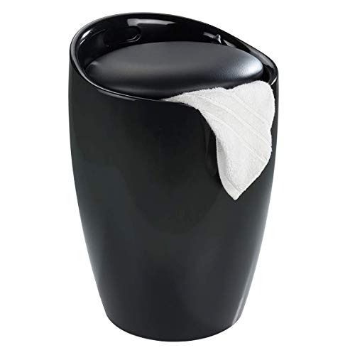 WENKO Taburete Candy negro - pongotodo, taburete baño, Plástico (ABS), 36 x 50.5 x 36 cm, Negro
