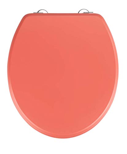 WENKO Tapa de WC Prima coral mate - Asiento de inodoro, adecuado para cisterna, sujeción de acero fino inoxidable, MDF, 37 x 41 cm, Rojo coral