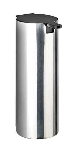 WENKO Turbo-Loc® Dosificador de jabón mural de acero inoxidable Detroit - Dispensador de jabón líquido mural, fijar sin taladrar Capacidad: 0.24 l, Acero inoxidable, 6 x 16.5 x 8 cm, Brillante