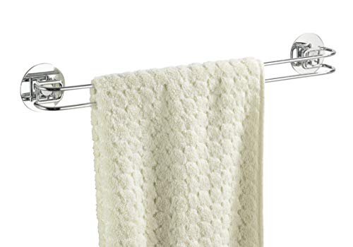 WENKO Turbo-Loc® toallero de barra - fijar sin taladrar, Acero, 46 x 6 x 5 cm, Cromo