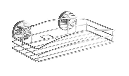 WENKO Vacuum-Loc® repisa - fijar sin taladrar, Acero, 26 x 6.5 x 14 cm, Cromo