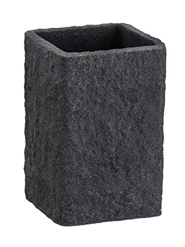 WENKO Vaso higiene dental Villata gris - Soporte para cepillos de dientes, para cepillos y pasta de dientes, Poliresina, 7.5 x 11 x 7.5 cm, Antracita