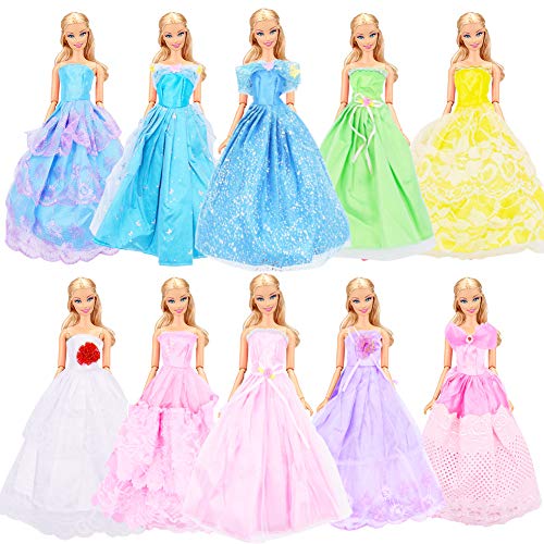 WENTS Trajes de Vestidos Novia 10 PCS Princesa Juegos Ropa Vestir Nupcial Ropa Fiesta Boda para Regalo de 11.5 Pulgadas 28 - 30 CM Muñeca