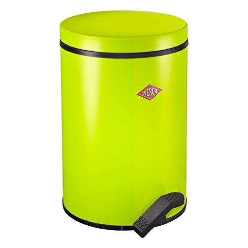 WESCO 117212 – 20 – Cubo de Basura con Pedal 117, 13 L, Cubo de Basura de Metal, Line de Color Verde, 31,7 x 28,9 x 42,2 cm