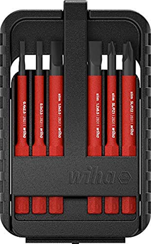 Wiha 43155 Electric TORX Plus - Juego de destornilladores (6 piezas) Juego de puntas de destornillador en caja fina de color rojo.