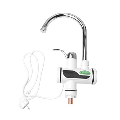 WINOMO - Grifo mezclador, indicador de agua caliente y fría, con led digital, cuello de cisne, para cocina, fregadero, conector europeo