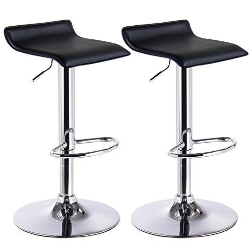 WOLTU 2X Taburetes de Bar Regulable en Altura Cuero Artificial Acero Cromado Asiento Acolchado Silla de Bar Taburetes Alto Cocina Negro BH11sz-2 WOLTU 2X Taburetes de Bar Regulable en Altura Cuero Artificial Acero Cromado Asiento Acolchado Silla de Bar Taburetes Alto Cocina Negro BH11sz-2