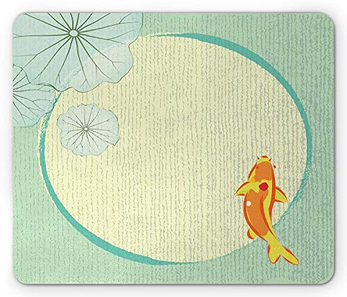 Yanteng Cojín de ratón, un pez Chino de Lujo de la Historieta en Obra de Arte Oriental Oriental de la impresión de Lily Pond