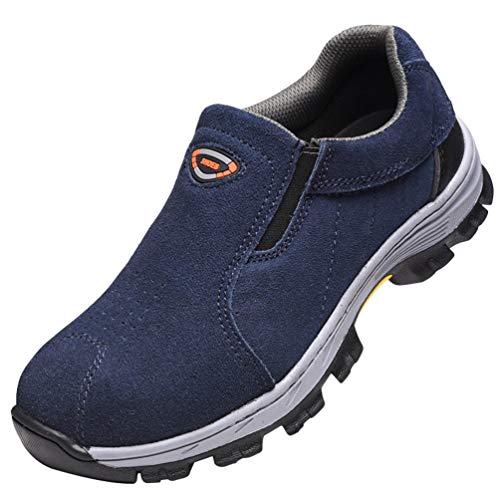 YiLianDaD Zapatillas de Seguridad Hombre Zapatos con Punta de Acero Calzado de Trabajo Comodos y Ligeros Transpirables Azul