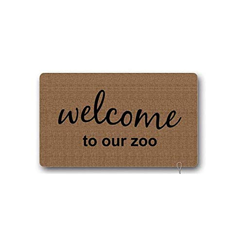 Yolocal Felpudo Welcome to Our Zoo exterior de goma antideslizante para puerta de entrada, 40 x 60 cm